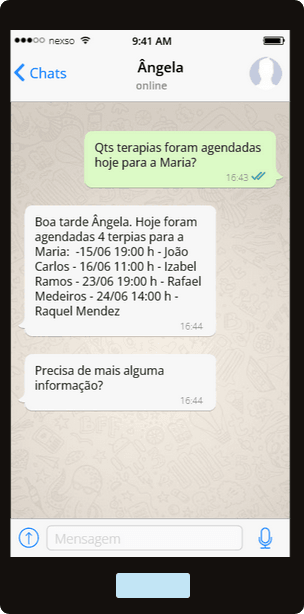 Chat entre o agente e um funcionário Chat entre o agente e um funcionário
